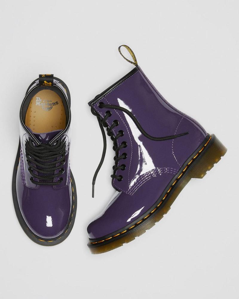 Dr Martens 1460 Lak Læder Snørestøvler Dame Lilla | DK 196NWY